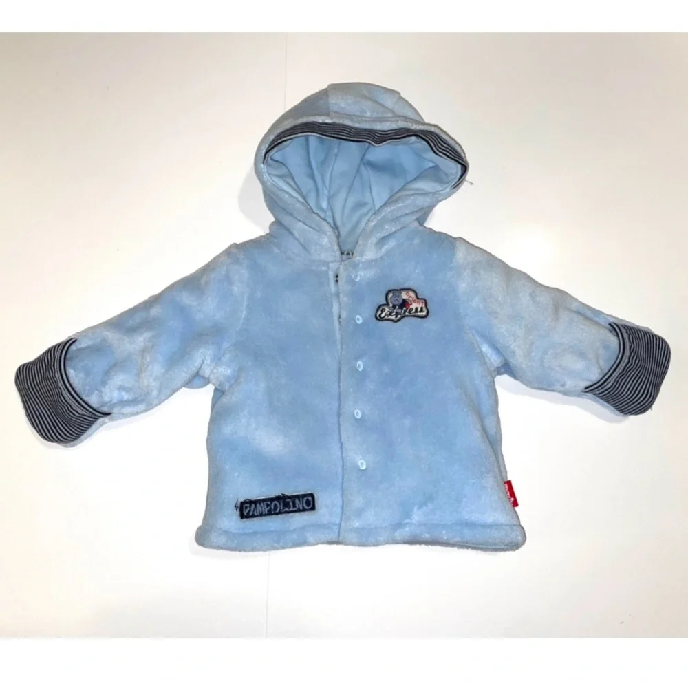 Pampolina Soft Cozy Light Blue‎ Snap Baby Hoodie Jacket 6 Months NWT